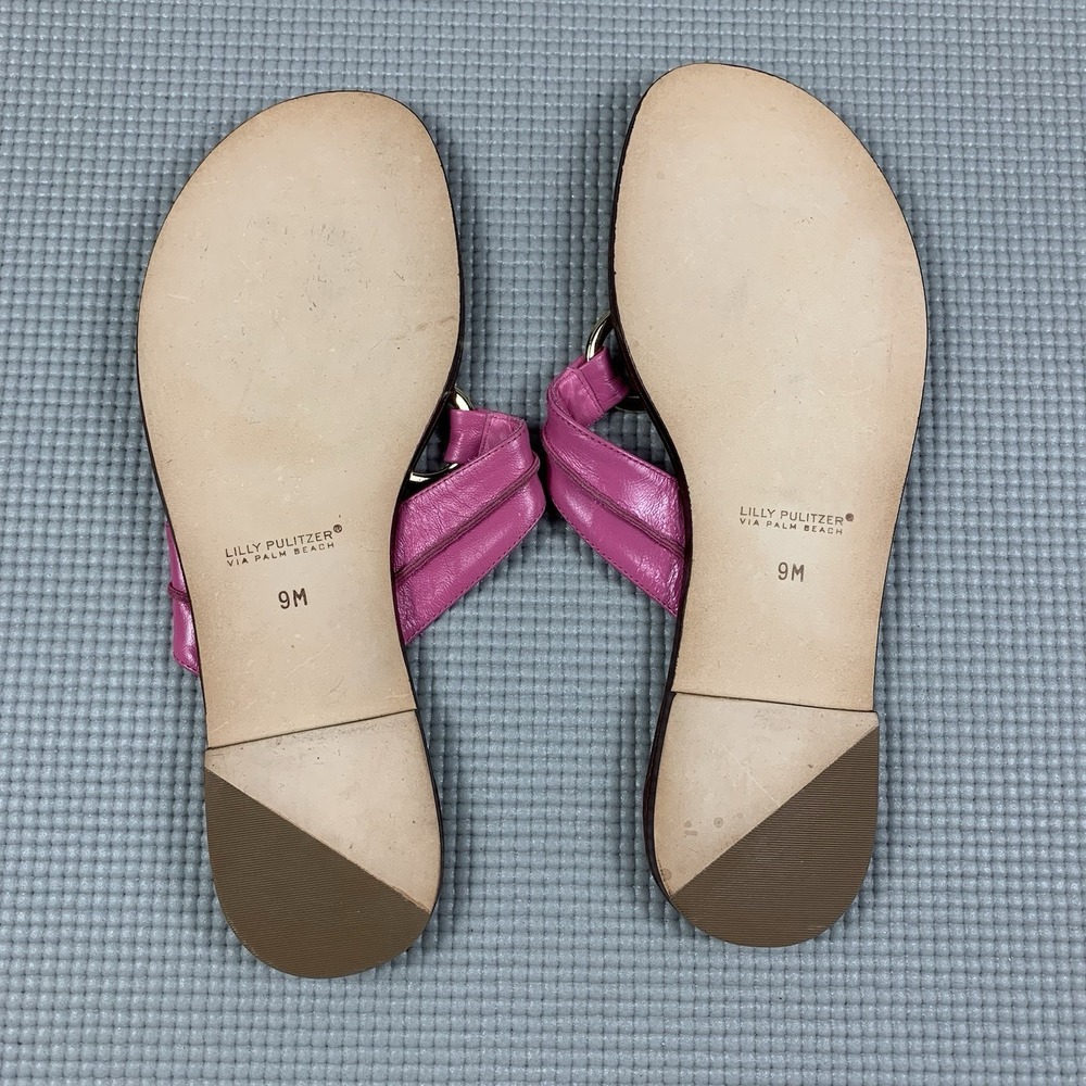 Lilly Pulitzer McKim Leather Thong Sandals in Prosecco Pink, Size 9 M - Picture 3 of 4